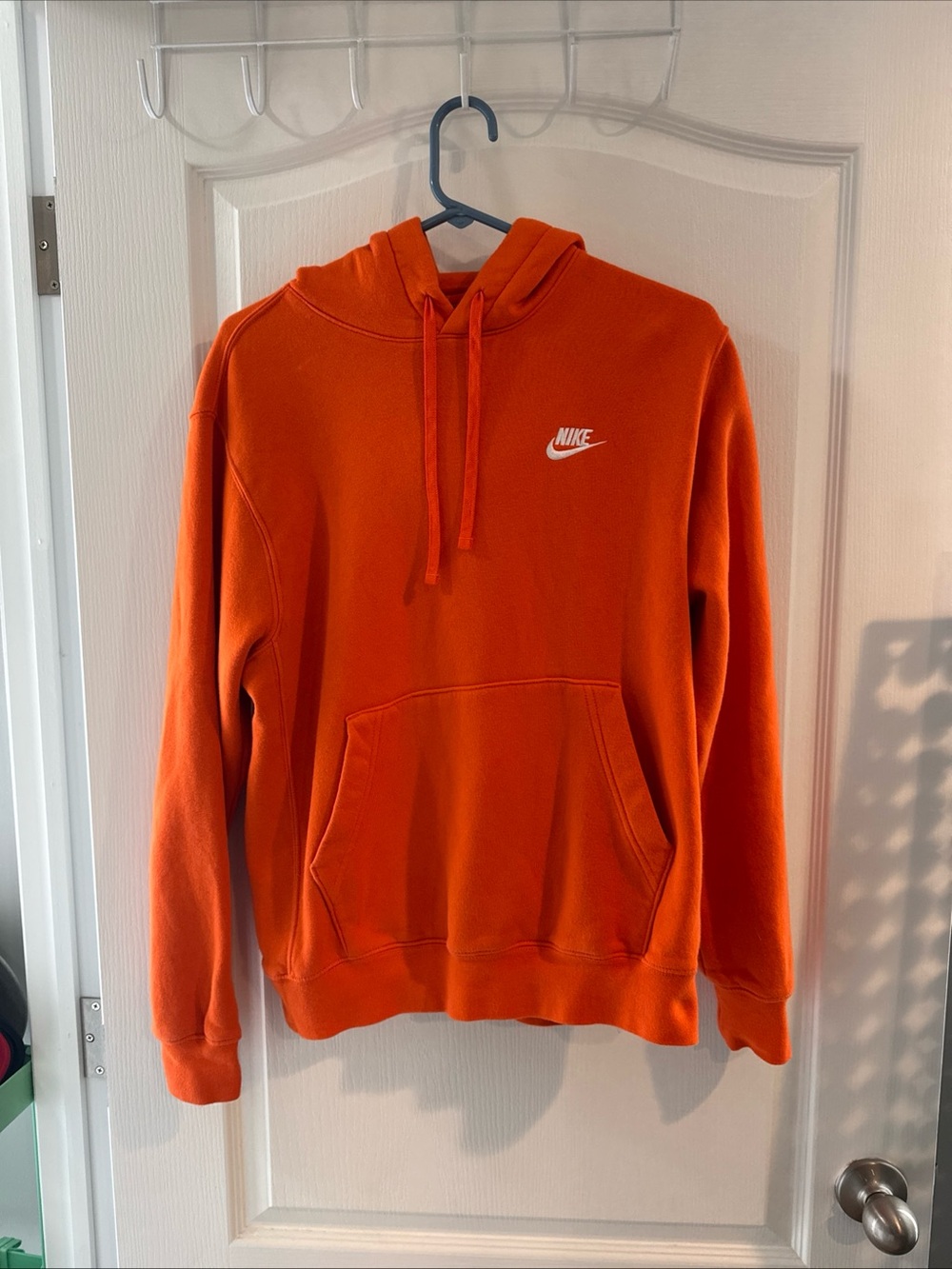 Nike Orange Pullover Hoodie with White Swoosh